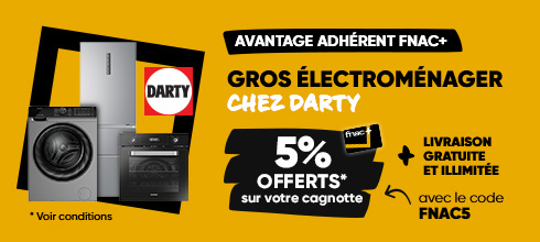 5% offerts sur votre cagnotte et livraison gratuite pour vos achats sur le gros électroménager avec le code FNAC5