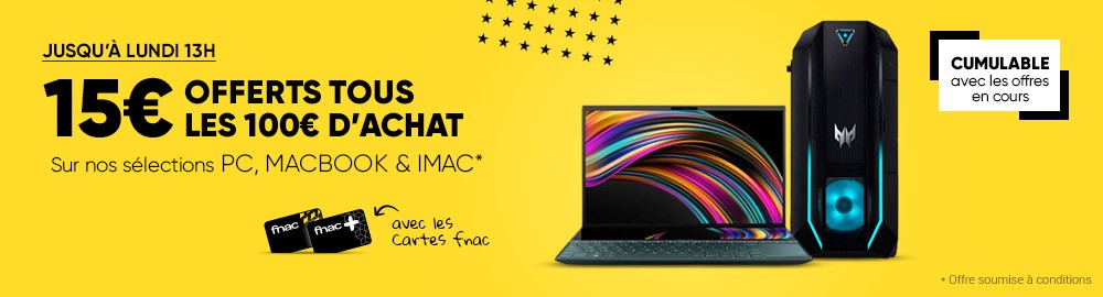 Informatique : 15€ offerts en chèque cadeau tous les 100€ d'achat