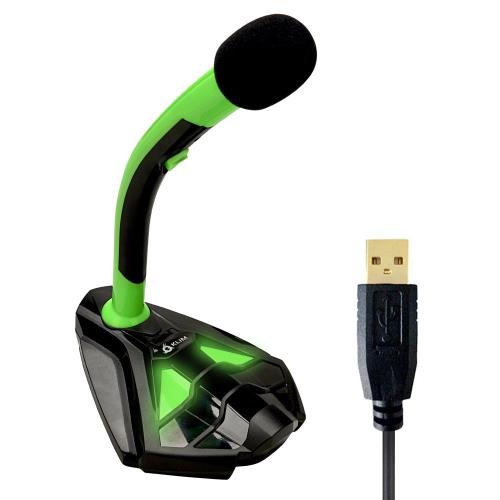 KLIM Microphone à pied USB pour ordinateur - Micro de bureau - Microphone de gamer PC PS4 (Vert)