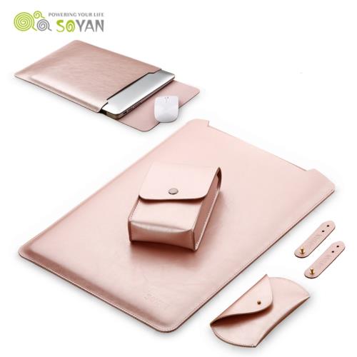 Sacoche SOYAN avec Mouse Mat + Power Supply Bag + Mouse + Bobbin Winder pour MacBook Pro 15 pouces (2016) - Rose Gold