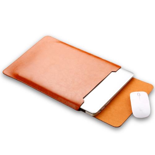 Sacoche SOYAN PU portable Poche et Mouse Pad 2-en-1 pour MacBook Air/Pro 13.3 pouces - Orange