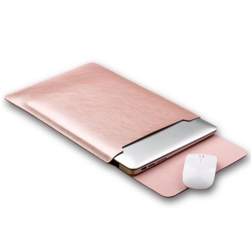 Sacoche SOYAN PU Poche et Mouse Pad 2-en-1 pour MacBook Air/Pro 13.3 pouces - Rose Gold