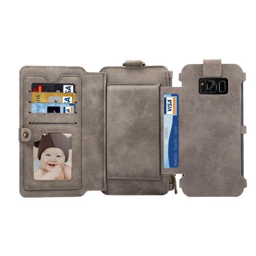 Galaxy A5 (2017) Housse Etui Cuir PU Gris multi fonction détachable Porte feuille