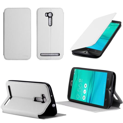 Etui luxe Asus ZenFone Go ZB552KL 4G blanc Ultra Slim Cuir Style avec stand - Housse coque de protection Asus ZenFone GO 5.5 pouces blanche - accessoires pochette XEPTIO case