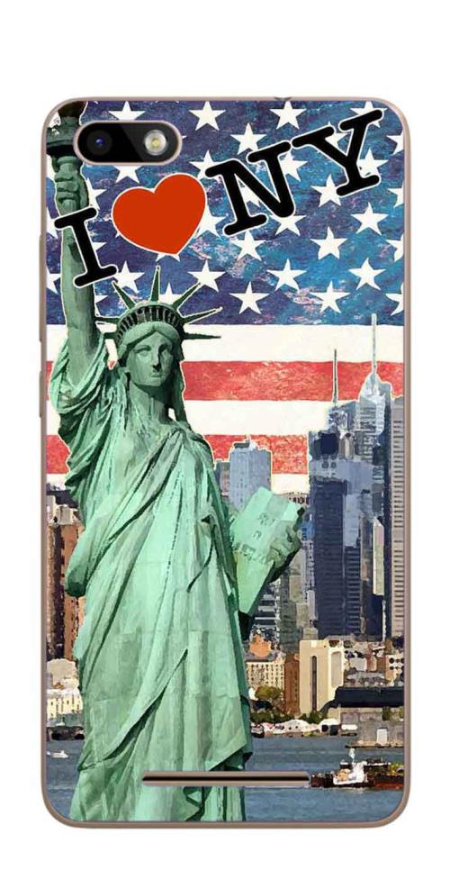 Coque TPU gel souple Wiko Lenny 3 design New York 4 avec cœur rouge
