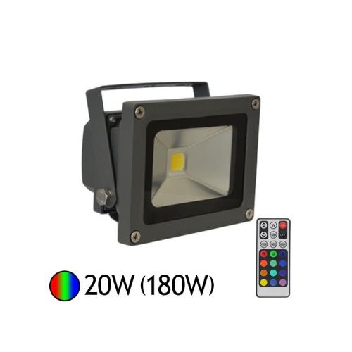 Projecteur Led 20W (180W) 16 couleurs avec télécommande