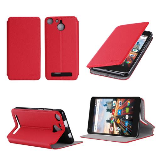 Etui luxe Archos 50f Helium / 50F Helium LITE 4G rouge Cuir Style avec stand - Housse Folio Flip Cover coque de protection Archos 50F Helium - Accessoires pochette XEPTIO : Exceptional case !