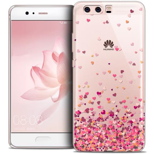 Caseink - Coque Housse Etui Huawei P10 [Crystal Gel HD Collection Sweetie Design Heart Flakes - Souple - Ultra Fin ]