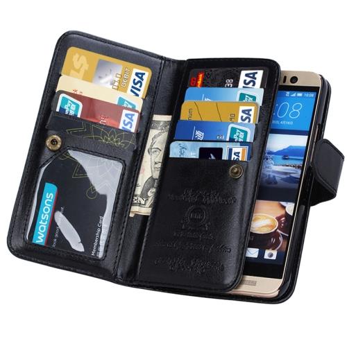HTC One M9 Housse Etui Cuir PU Noir Texture Peau ALS17730