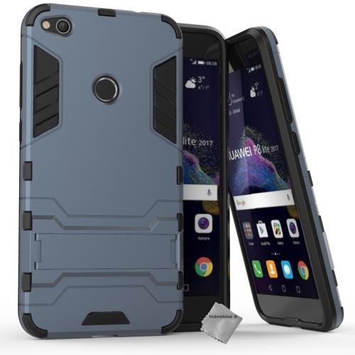 Housse etui coque rigide anti choc pour Huawei P8 Lite (2017) avec film ecran - BLEU FONCE