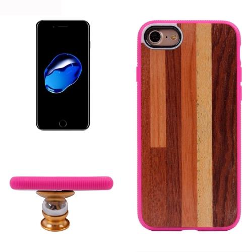 iPhone 7 Coque Protection Plastique Magenta Impression Bois Bumper Silicone 1