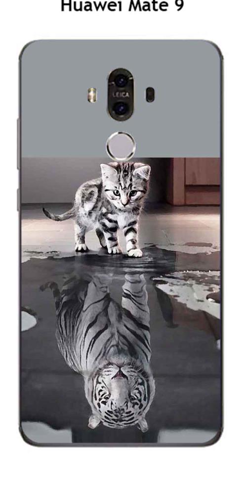 Coque Huawei Mate 9 design Chat Tigre Blanc