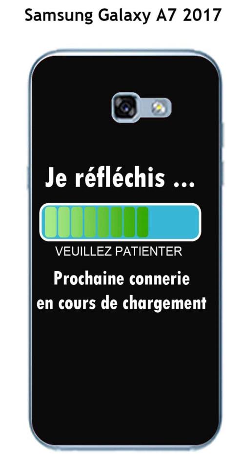 Coque TPU gel souple Samsung Galaxy A7 2017 design Message Je réfléchis, Texte blanc