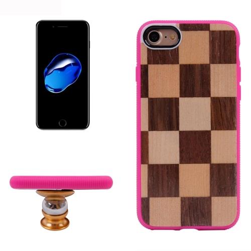iPhone 7 Coque Protection Plastique Magenta Impression Bois Bumper Silicone 3