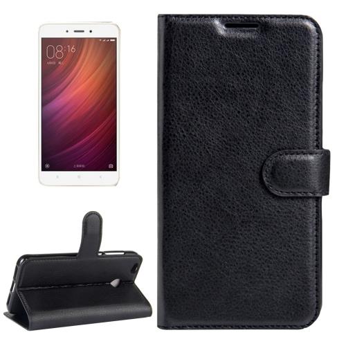 Xiaomi Redmi 4X Housse Etui Cuir PU Noir Texture Litchi