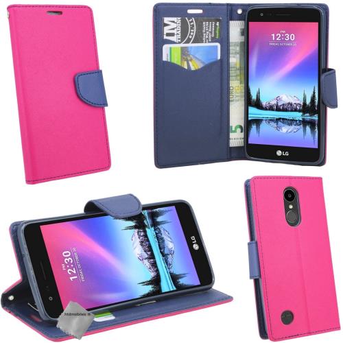 Housse etui coque pochette portefeuille pour LG K8 (2017) - ROSE / BLEU