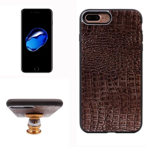 iPhone 7 Plus Coque Protection Plastique Marron Texture Crocodile Magnétique