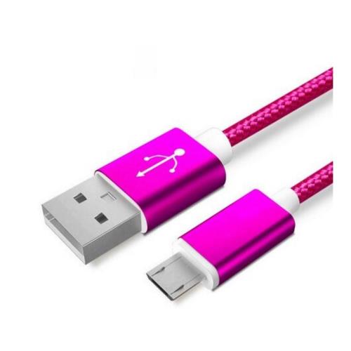 Cable Metal Nylon Pour MICROSOFT Lumia 550 Android Chargeur USB/Micro USB 1,5m Connecteur Tresse (ROSE)