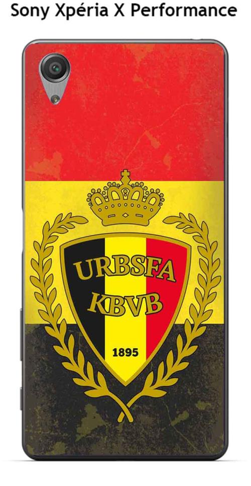 Coque Sony Xpéria X Performance design Foot Belgique fond drapeau