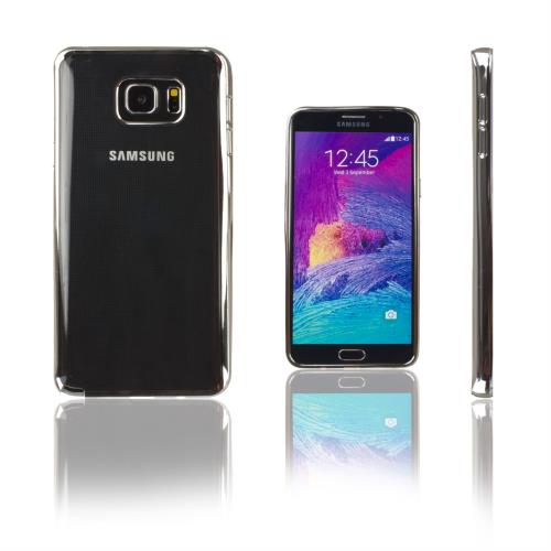 Xcessor Ultra Mince TPU Gel Étui pour Samsung Galaxy Note 5 Avec Bords Colorés. Clair / Argenté