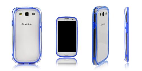 Xcessor Coque Pare-chocs Étui Classique Pour Samsung Galaxy S3 i9300. Bleu / Transparent