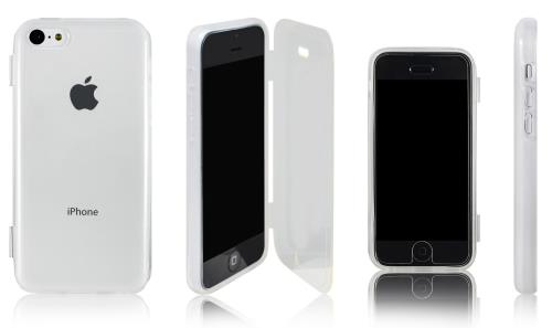 Xcessor Clapet Ouvert TPU Gel Étui Coque Pour Apple iPhone 5C. Transparent