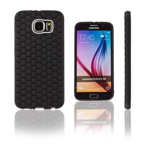 Xcessor Texture Hexagonale Étui Coque Flexible En Gel TPU Pour Samsung Galaxy S6 SM-G920. Noir