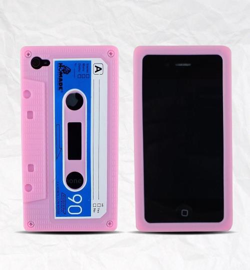 Xcessor Cassette Rétro Étui En Silicone Pour Apple iPhone 4 et 4S. Rose