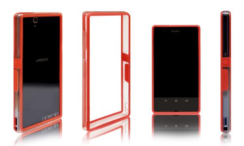 Xcessor Coque Pare-chocs Étui Classique Pour Sony Xperia Z L36i / L36h / L36a. Rouge / Transparent