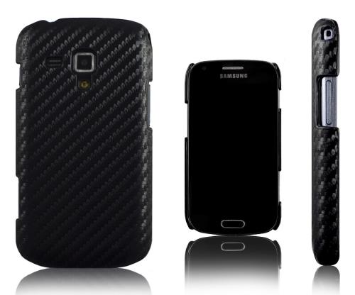 Xcessor Fibre de Carbone Étui Coque De Protection en Plastique Dur Pour Samsung Galaxy S Duos s7562 / s7560. Noir