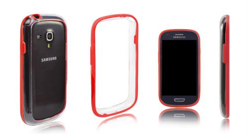 Xcessor Coque Pare-chocs Classique Pour Samsung Galaxy S3 mini i8190. Rouge/Transparent