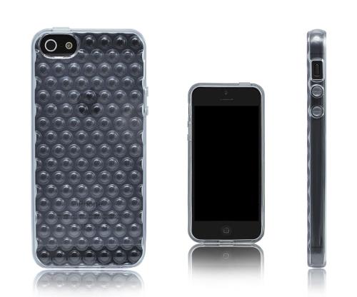 Xcessor Bulles Flexible TPU Dos Étui Coque Pour Apple iPhone SE / 5 / 5S. Gris / Transparente