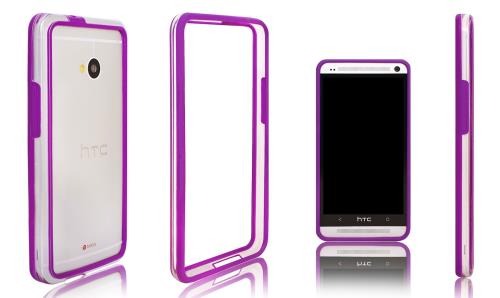 Xcessor Coque Pare-chocs Étui Classique Pour HTC One. Pourpre / Transparent