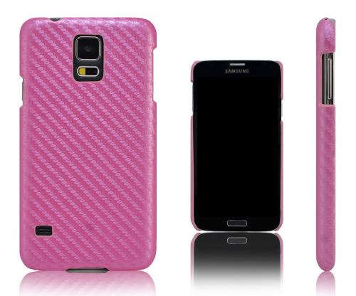 Xcessor Fibre de Carbone Étui Coque De Protection en Plastique Dur Pour Samsung Galaxy S5 i9600. Rose
