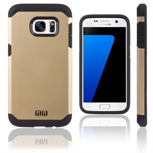 Lilware Angulaire Armure Plastique Dur Étui pour Samsung Galaxy S7 SM-G930. Noir / Doré
