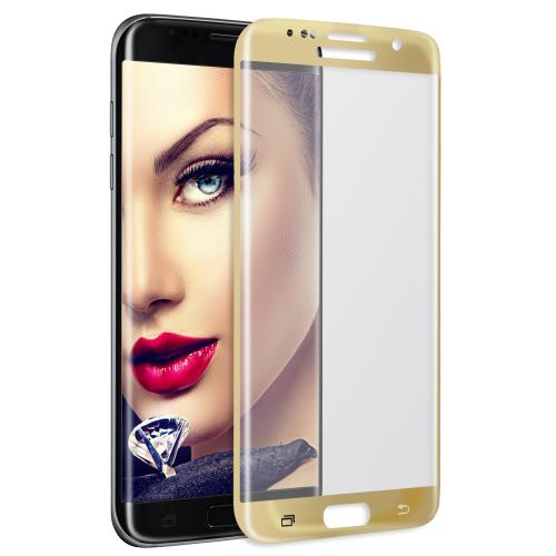 mtb more energy® 3D Protecteur d'écran en verre trempé incurvé pour Samsung Galaxy S7 Edge (SM-G935, 5.5'') - cadre doré - Couverture complète