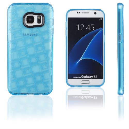 Xcessor Quadrilatère Bulles Glossy Étui Coque Pour Samsung Galaxy S7 SM-G930. Transparent / Bleu