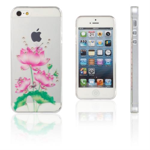 Xcessor Fleur Avec Libellule Glossy Étui Coque Pour Apple iPhone SE / 5 / 5S. Transparent / Multi Colored