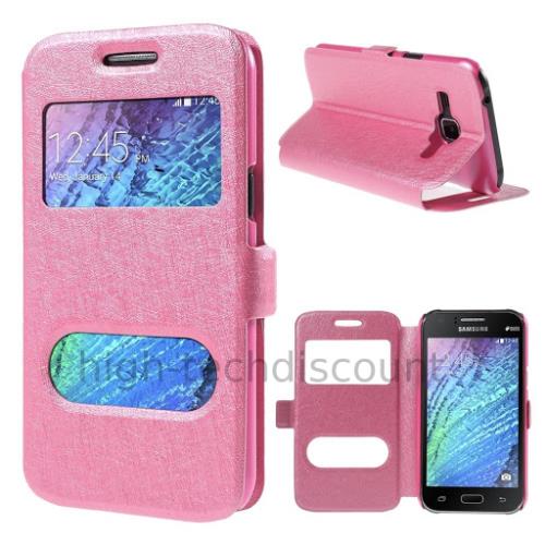Housse etui coque portefeuille view case pour Samsung Galaxy J1 - ROSE