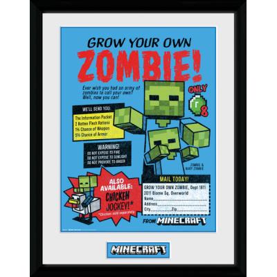 Photographie encadree Minecraft Grow Your Own Zombie 30x40cm