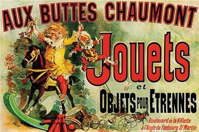 Affiche vintage jouets Aux Buttes Chaumont