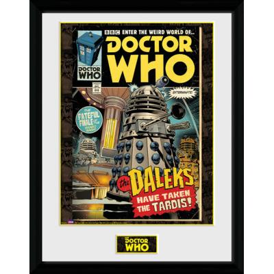 Photographie encadree Doctor Who Daleks Tardis Comic 30 x 40 cm
