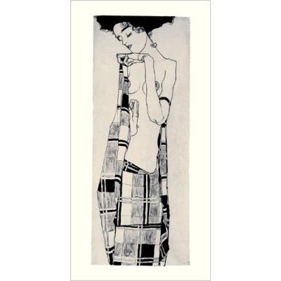 Affiche 50x100 cm Gerti Schiele au drapé à carreaux / Gerti Schiele in a Plaid Garment / Gerti Schiele in Kariertem Tuch