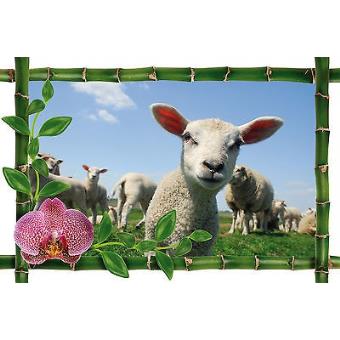 Sticker mural trompe l/'oeil decoration lambs ref 964