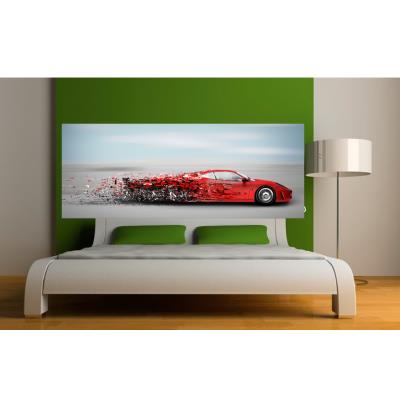 Stickers Tete De Lit Deco Voiture De Sport Rouge Dimensions 300x117cm Autocollants Muraux Top Prix Fnac