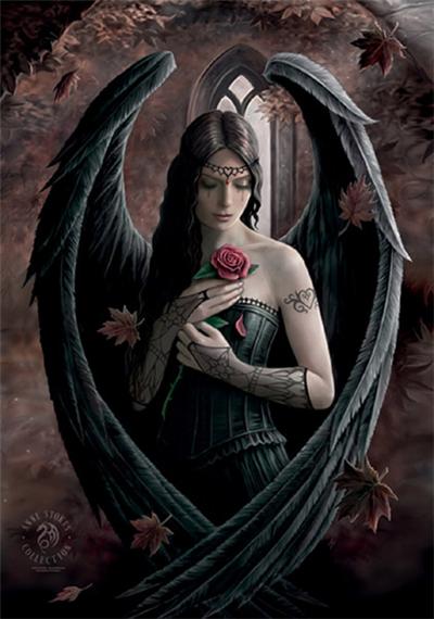Anne Stokes poster tissu Angel Rose 75 x 110 cm