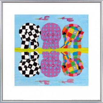 Poster Reproduction Encadre David Mckee Elmer Walter Et Tante Zelda Une Famille Qui Se Reflete 40x40 Cm Cadre Plastique Argent Poster Affiche Encadre Top Prix Fnac