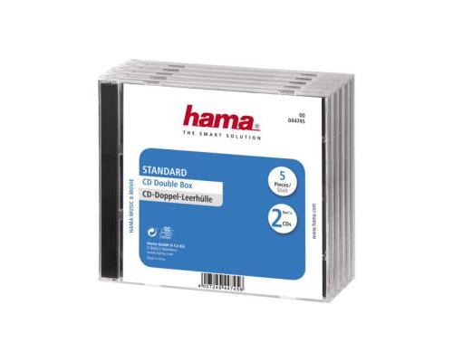 Hama Standard CD Double Jewel Case pack of 5 transparent/black