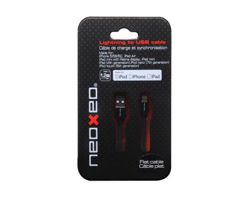 NEOXEO SYNC CHARGE LIGHTNING CABLE FLAT BLACK 1,2M