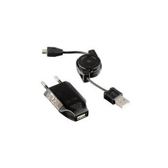 Hama Chargeur 230 V câble de charge USB enroulable pour microUSB inclus 